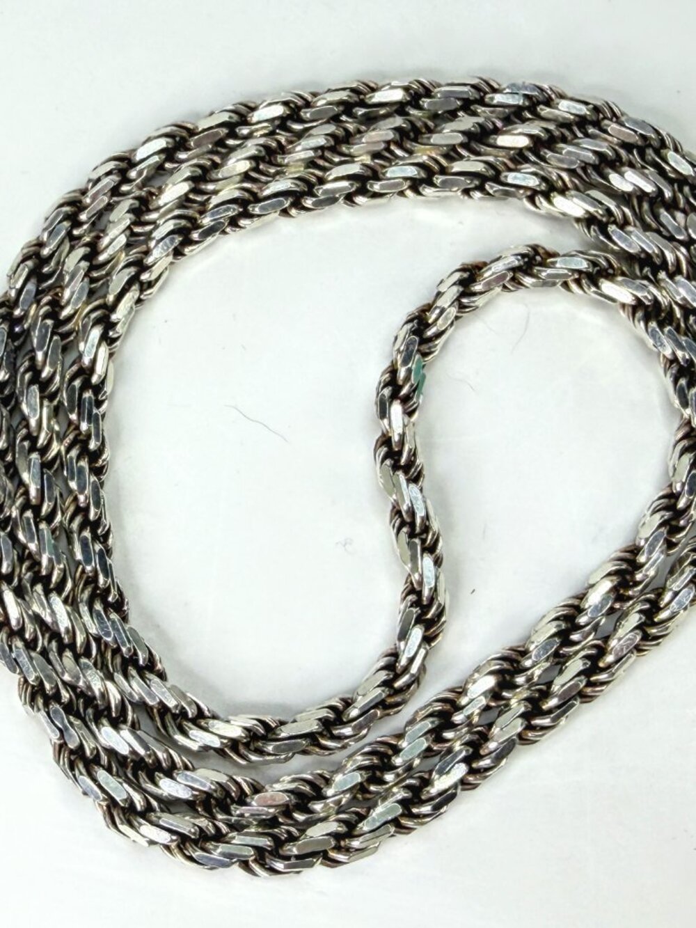 Vintage Italy Sterling Silver Heavy Braided Wheat Chain Necklace 30" 74g JR1968